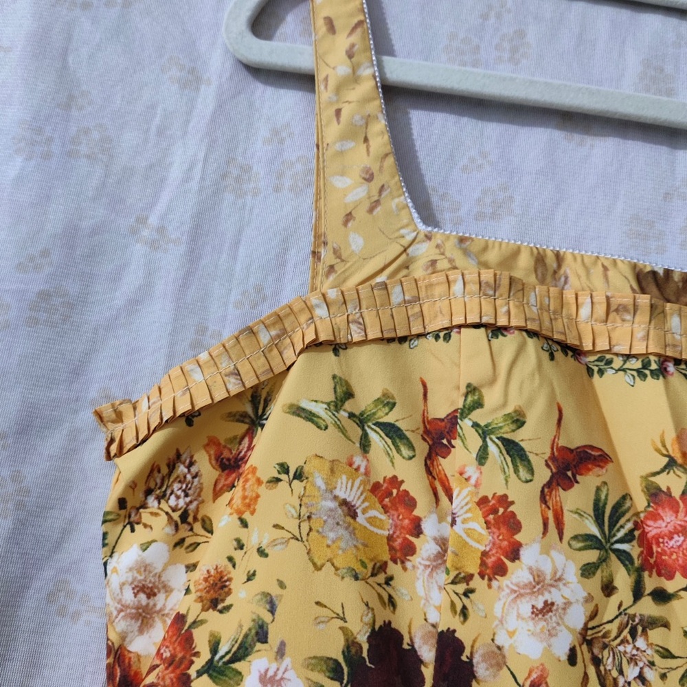 Zimmermann Yellow Floral Midi Dress with Red and White Blooms - Picture 3 of 7